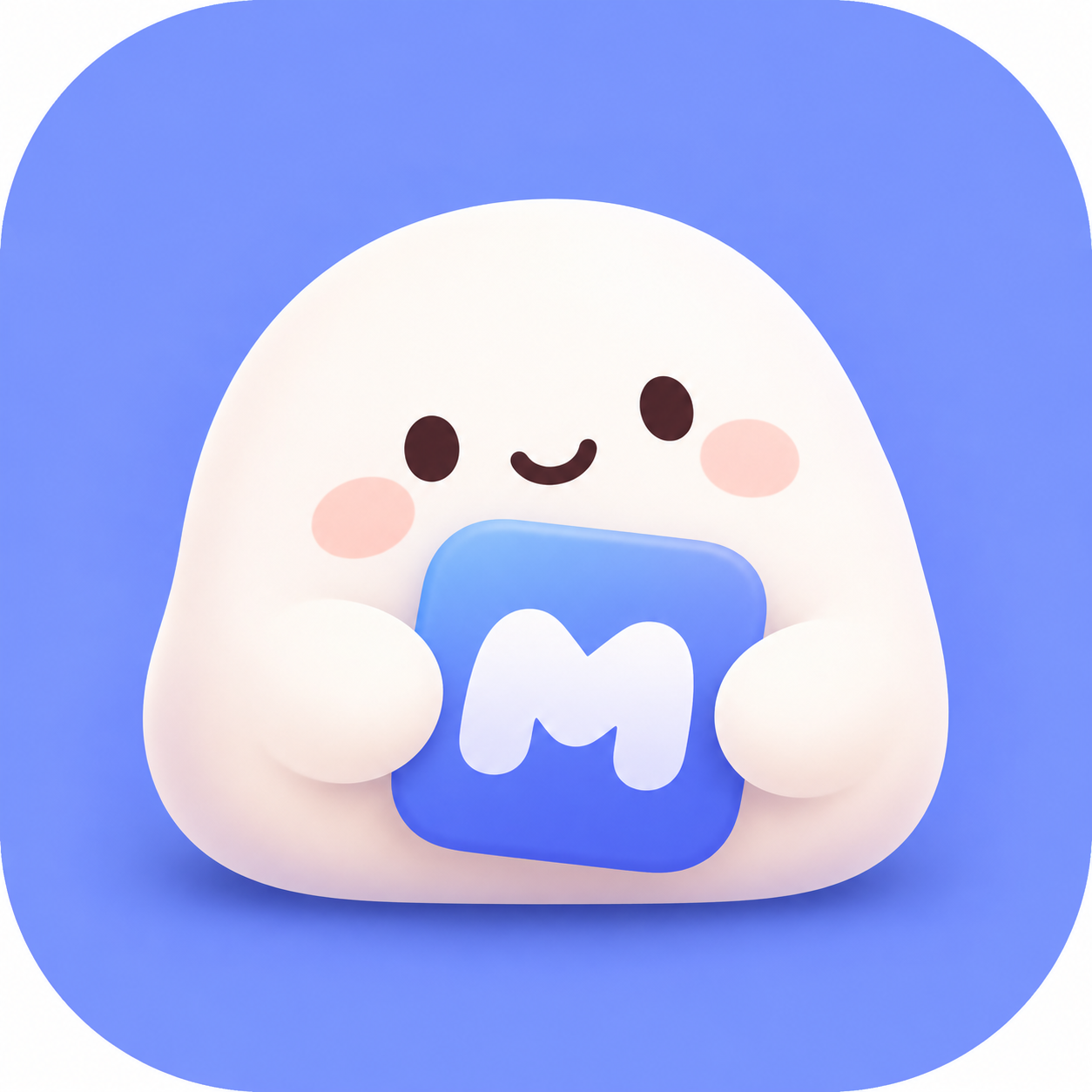 Mochiig0 Apps mascot holding an M tile